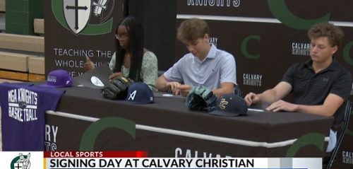 Calvary Christian School Signing Day via News 3.